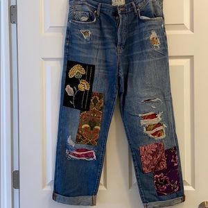 Free People Luxe Patchwork  jeans size 30